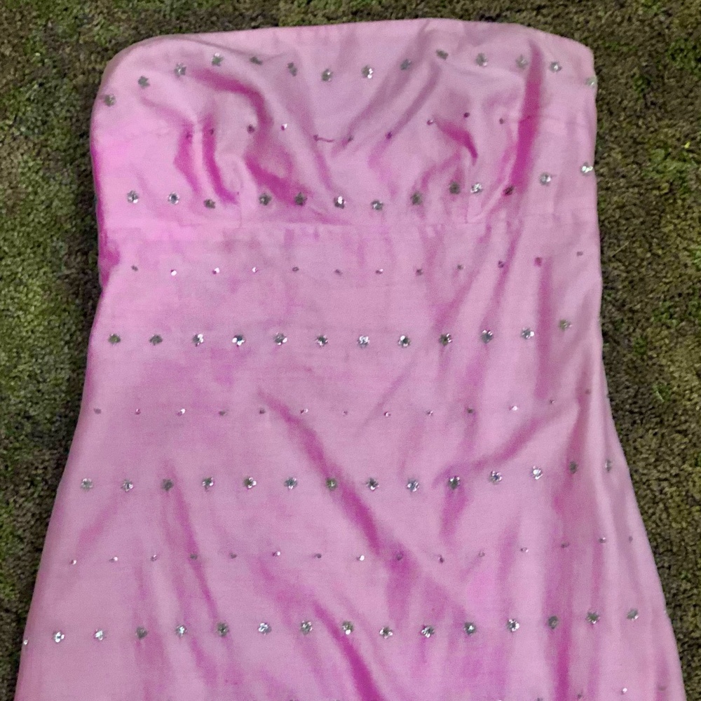 TOCCA Pink & Silver Embroidered Strapless Dress